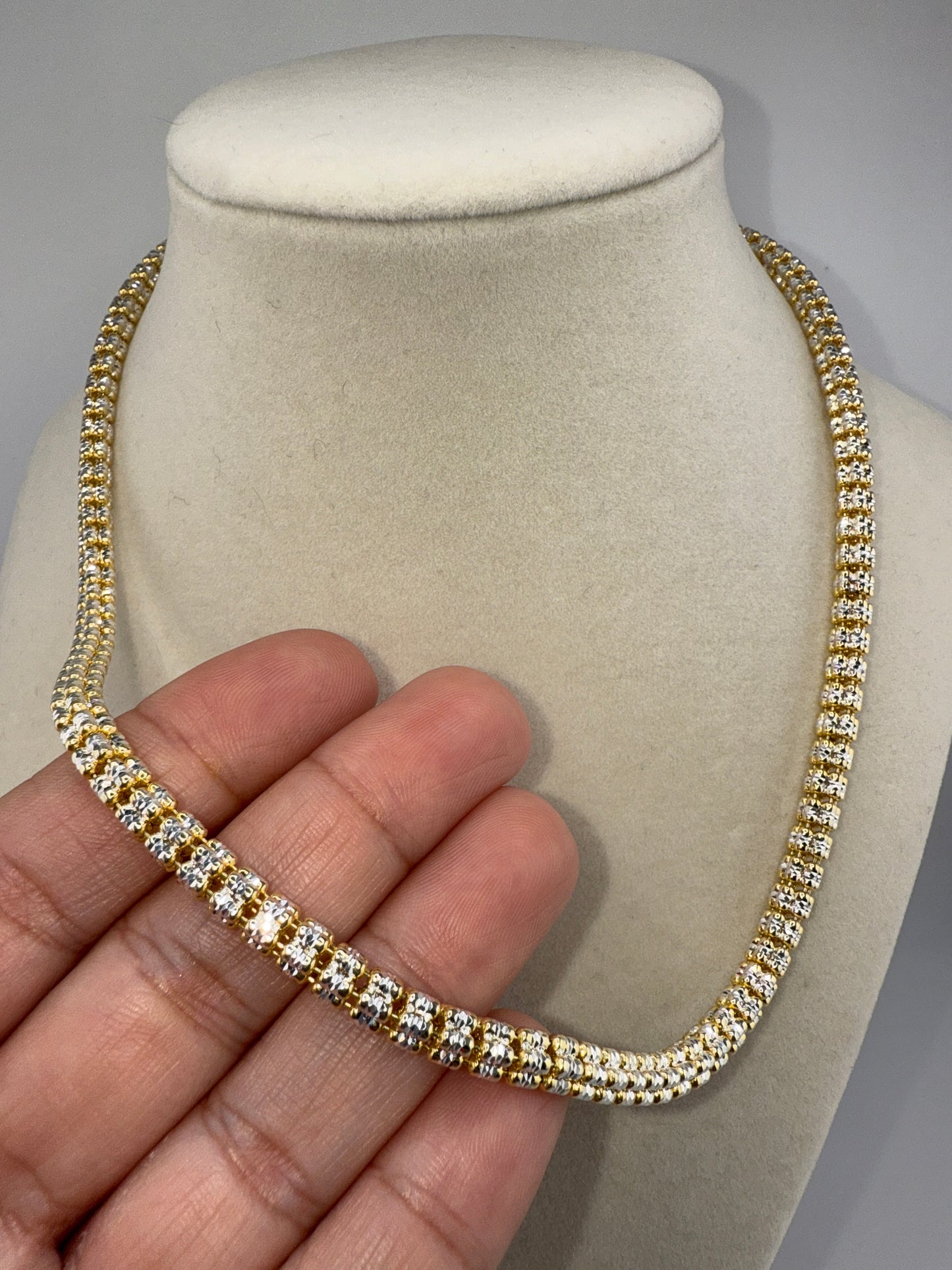Sterling Silver 18inch 5mm D-C Ice Chain - Two-toned