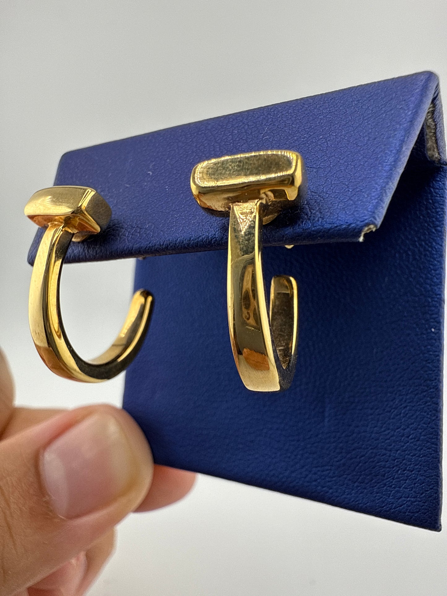 14k fancy huggie earrings with open backing