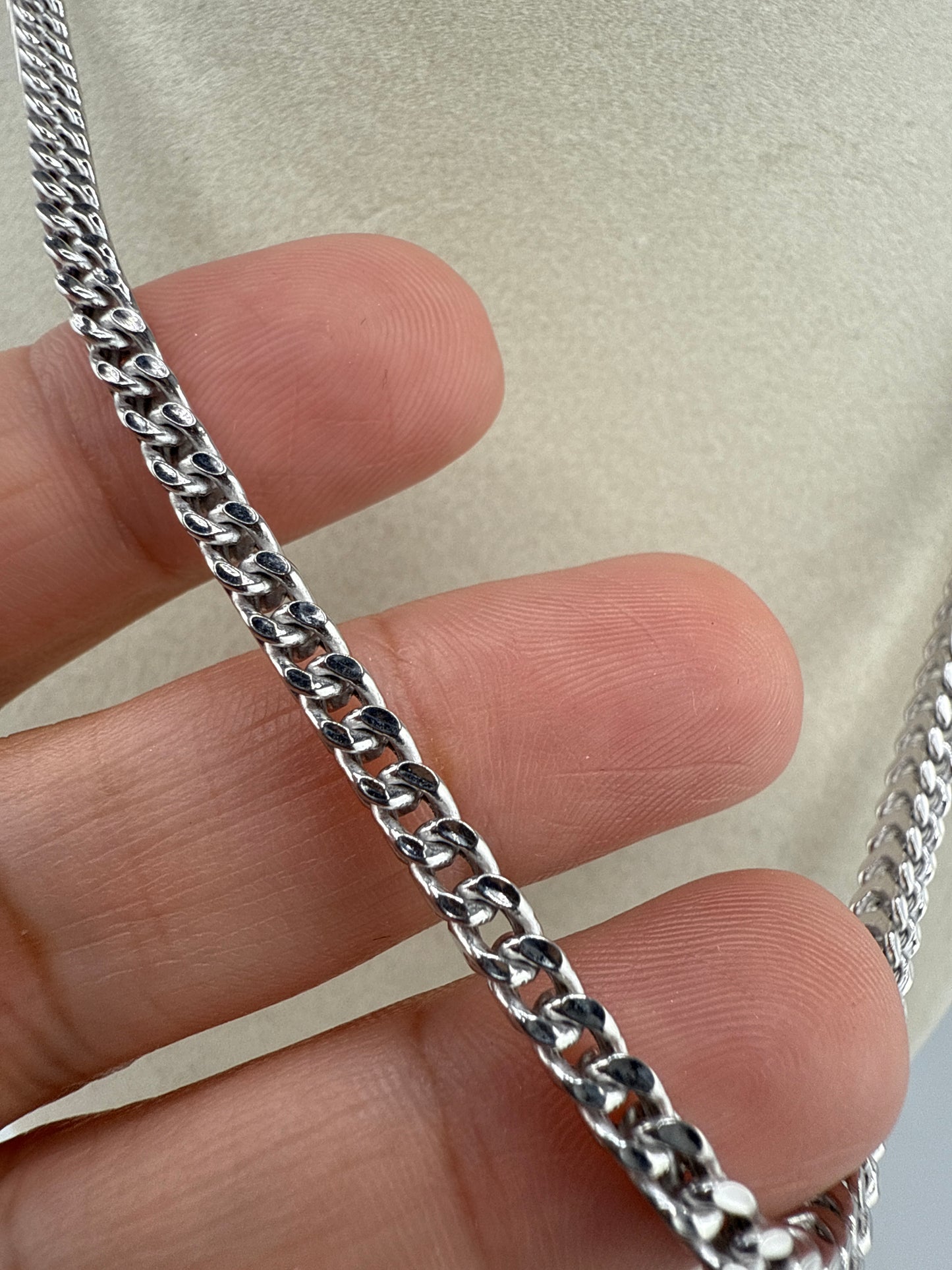 Sterling Silver 18inch 3mm Franco Chain - Rhodium Plated
