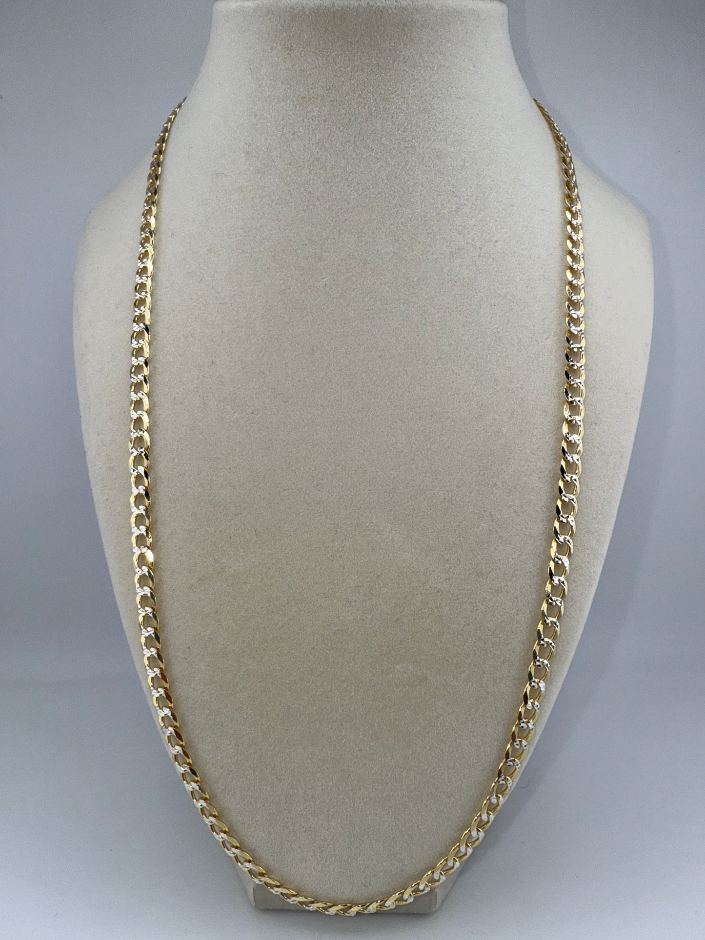 Sterling Silver 24inch 5mm Pave Cuban Chain - Gold Plated