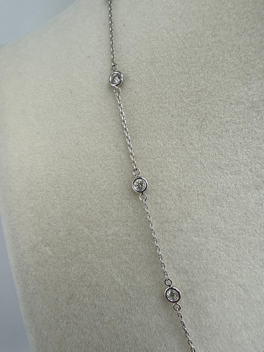 14k White Gold Chain with 1ct in Diamond, 18inches