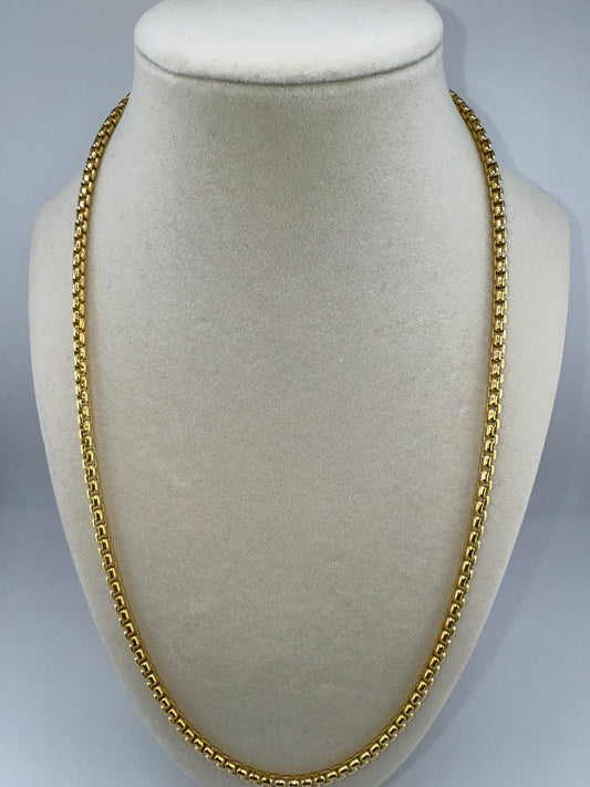 Sterling Silver 3mm Round Box 22inch Chain - Gold Plated