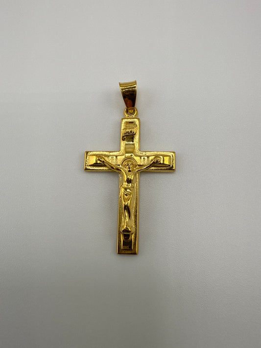 Sterling Silver Gold-tone Polished Solid INRI Crucifix Pendant
