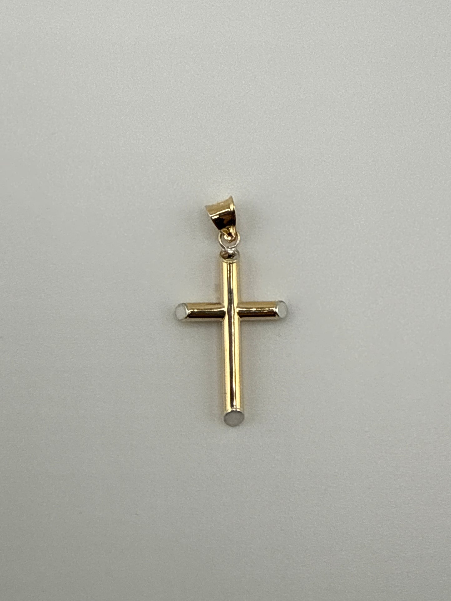 14k w/ Rhodium 3D Hollow Cross Pendant