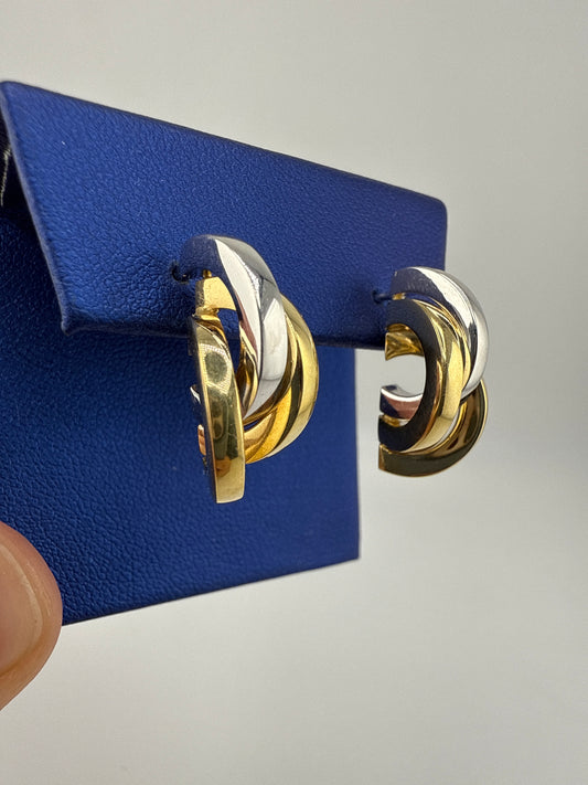 14k Gold two-toned Post Earrings