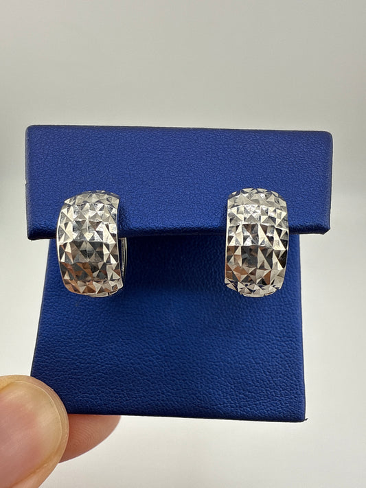 14k white gold huggie earrings