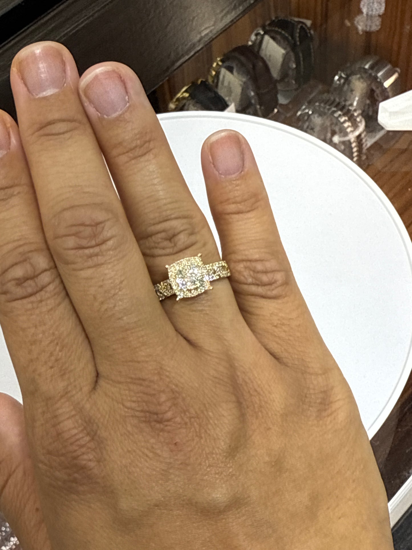 14k gold engagement ring and wedding bands 3-piece set