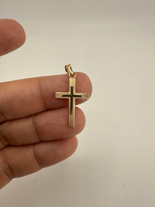 14k Gold Brushed and Polished Latin Cross Pendant