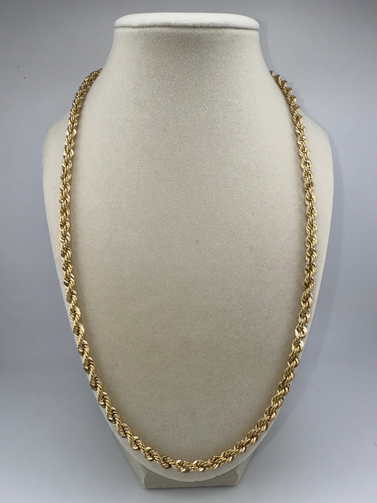 semi-solid rope chain | diamond cut | 14k gold | 4.50 mm width | 23 inches length