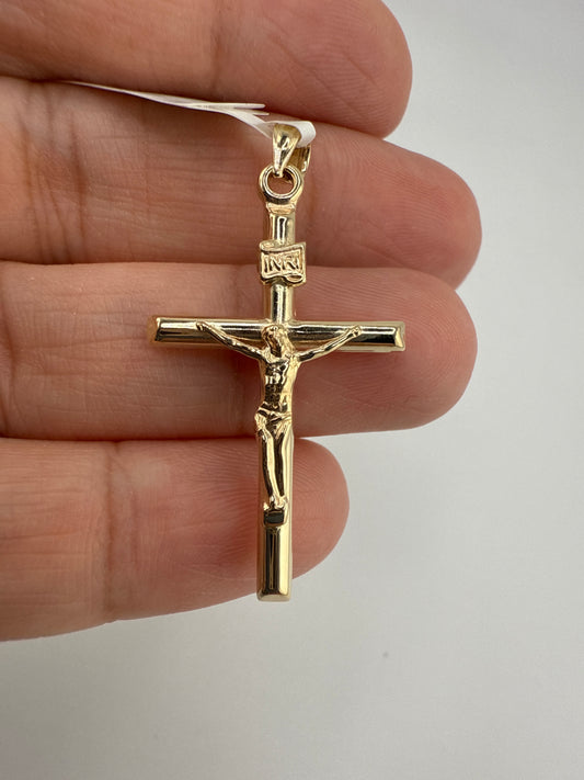 14k Gold Hollow Crucifix Pendant