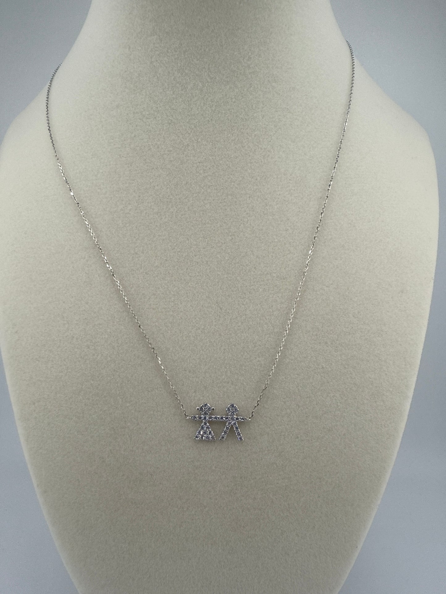 14k yellow gold with zirconia pendant with boy and girl symbol