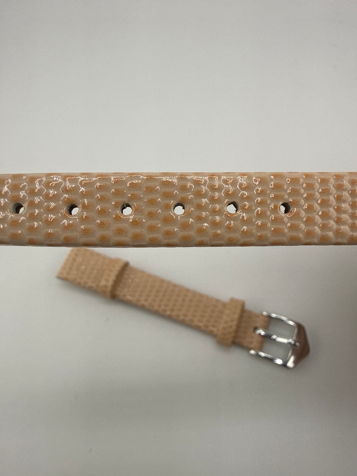 Gilden Peach Flat Lizard Grain Calfskin with Silver