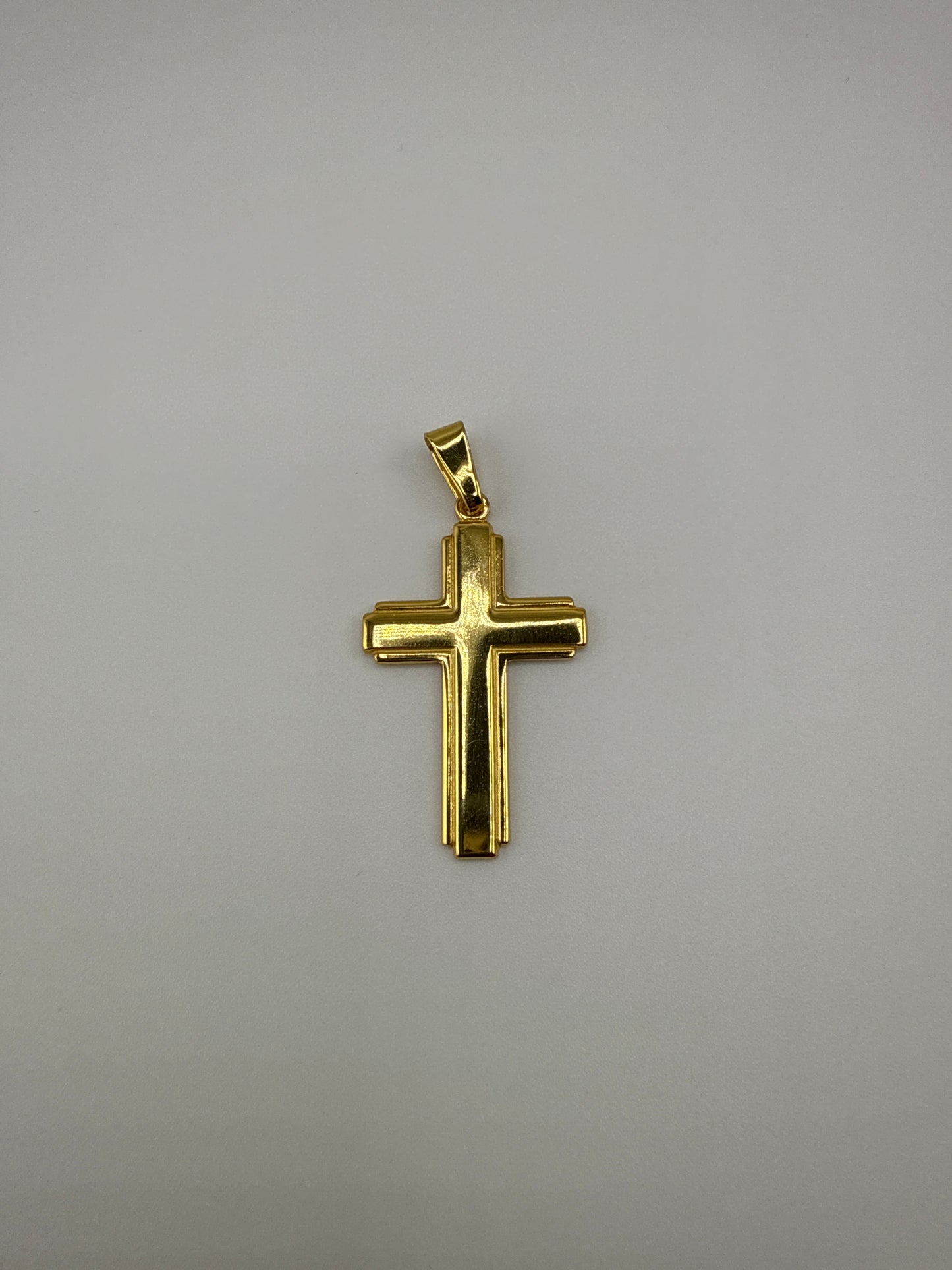 Sterling Silver Gold-tone Polished and Grooved Cross Pendant