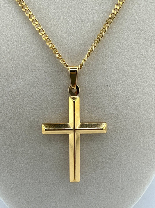 Stainless Steel Gold Plated Cross Necklace