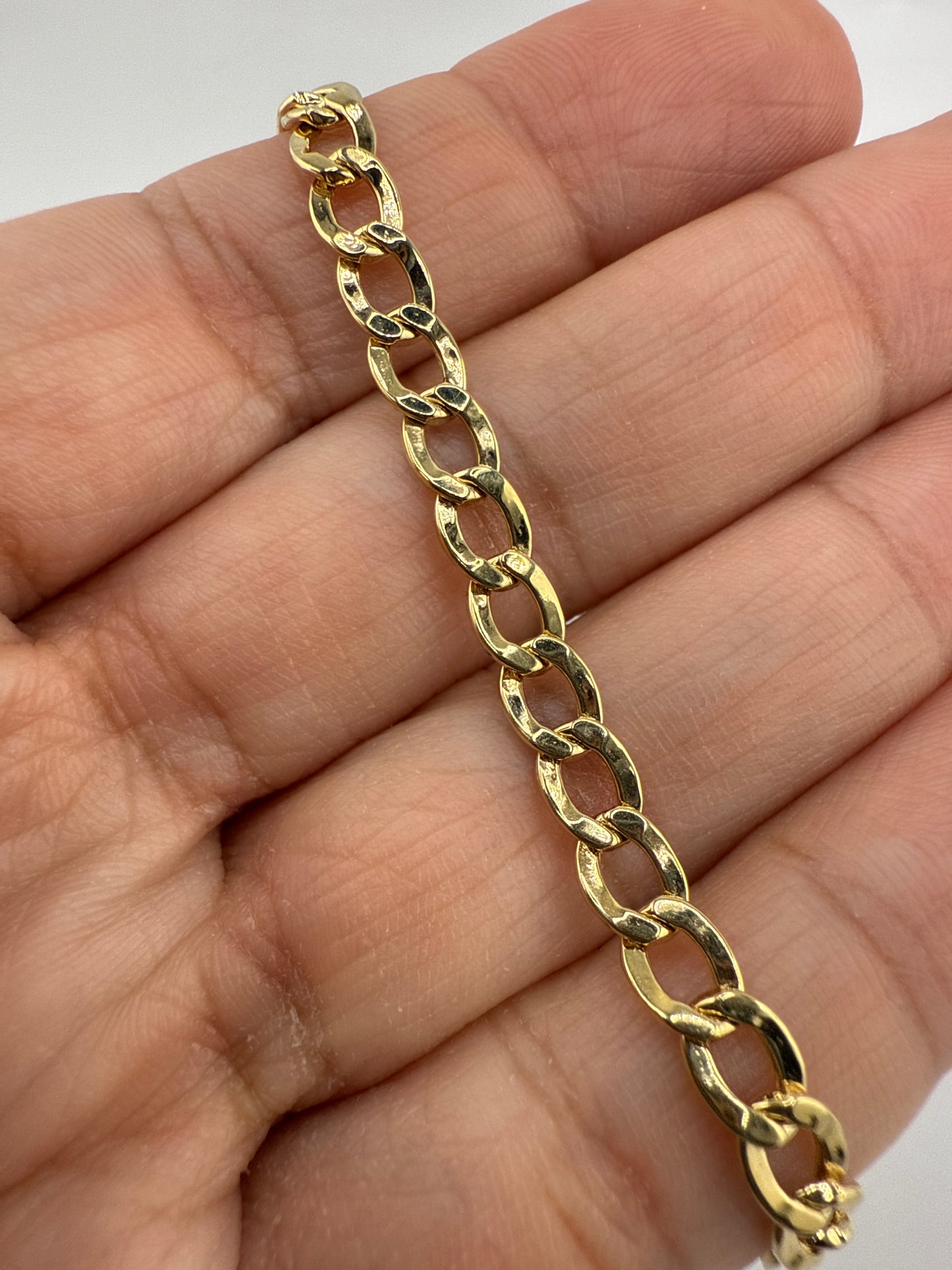 14k yellow gold flat Cuban link bracelet | 8 inches
