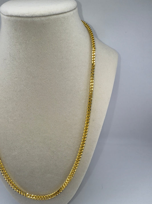 Sterling Silver 22inch 3mm Franco Chain - Gold Plated