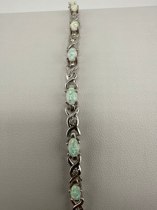 Sterling silver gemstone and zirconia bracelet