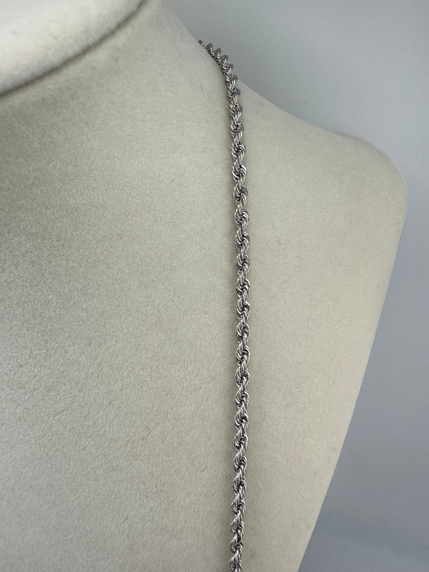 14k White Gold Rope Chain, 24inches
