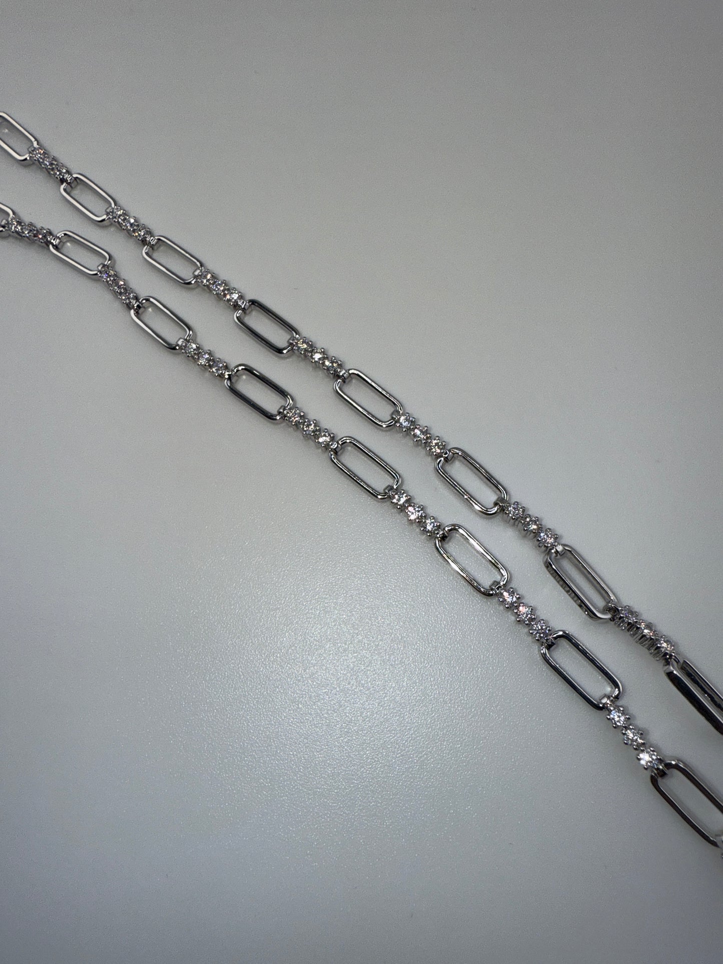 Sterling Silver Paperclip & Zirconia Necklace