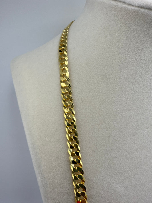 Sterling Silver 22inch 6mm Cuban Chain - Gold Plated