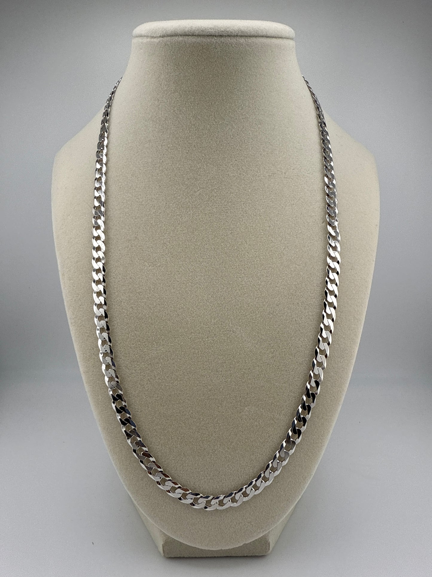 Sterling Silver 22inch 6.25mm Cuban Chain - Rhodium Plated
