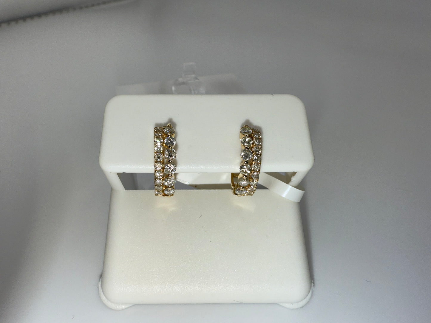 14k gold diamond huggie earrings | 0.57 ct diamond