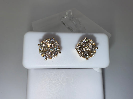 14k gold diamond earrings | 1.15 ct diamonds | screwback