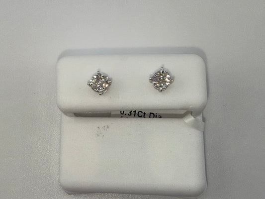 14k gold diamond earring | 0.31 ct diamonds | screwback