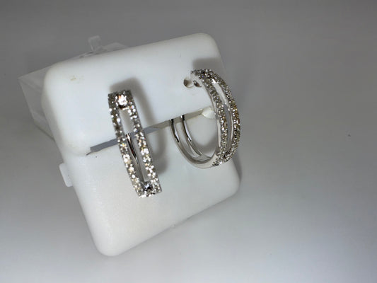 14k gold diamond huggie earrings | 0.37 ct diamond