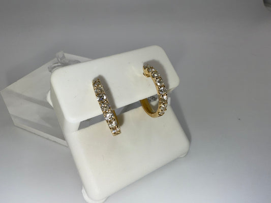 14k gold diamond huggie earring | 0.75 ct diamonds