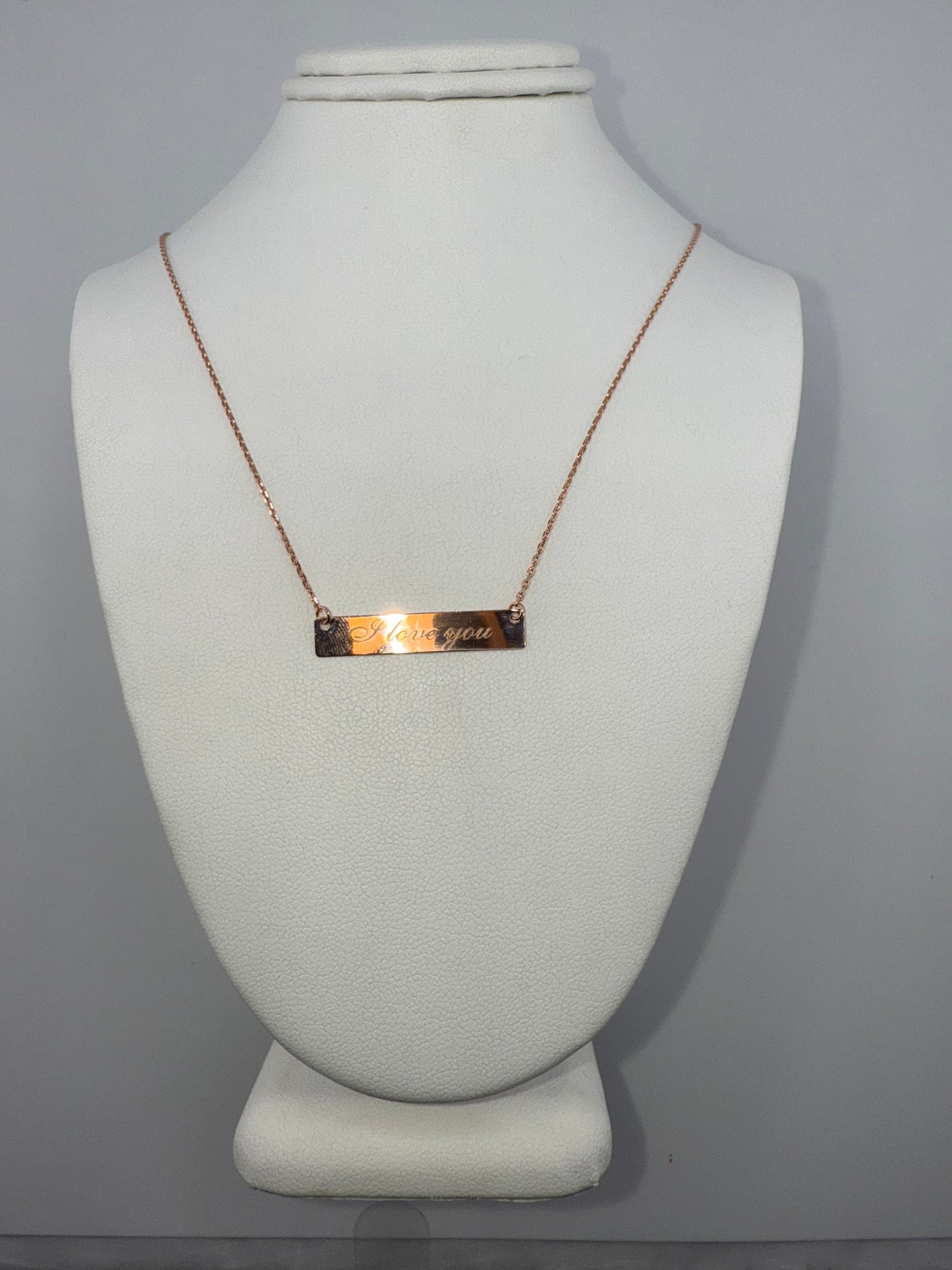 14k gold “I love you” plate and chain