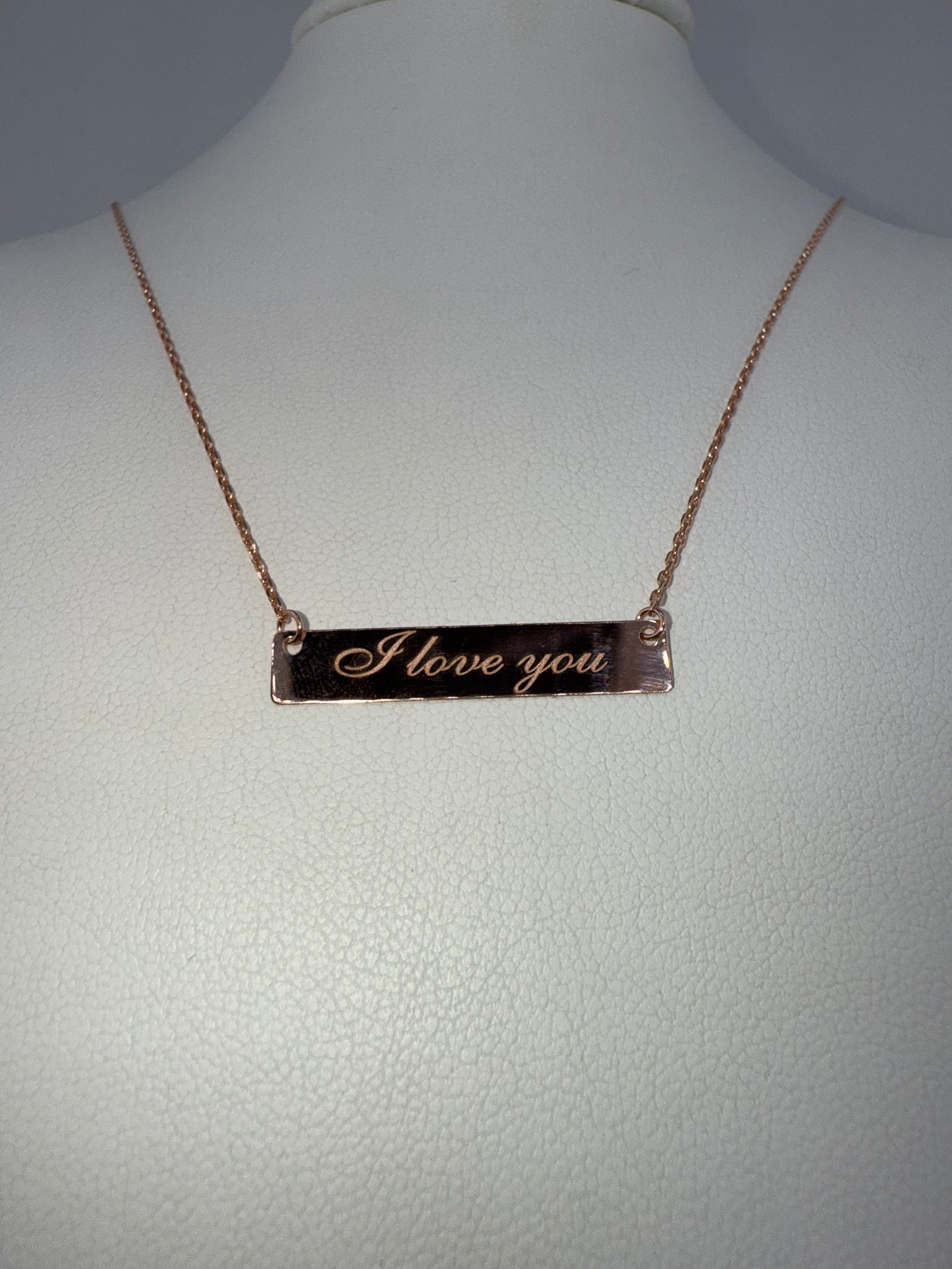 14k gold “I love you” plate and chain