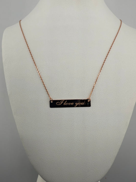 14k gold “I love you” plate and chain