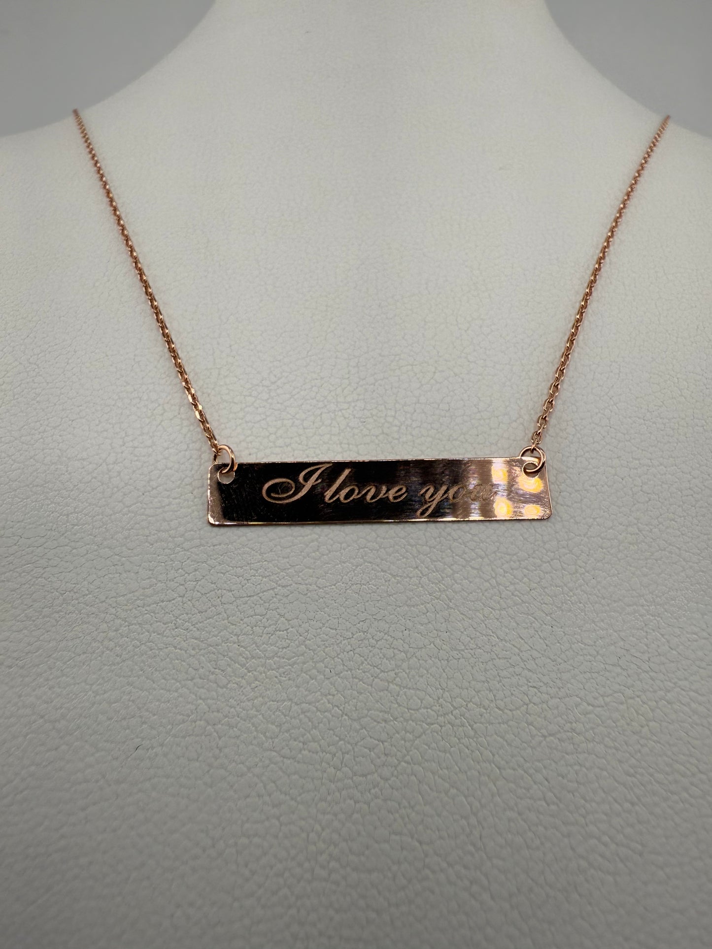 14k gold “I love you” plate and chain