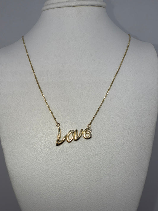 14k gold “Love” pendant and chain