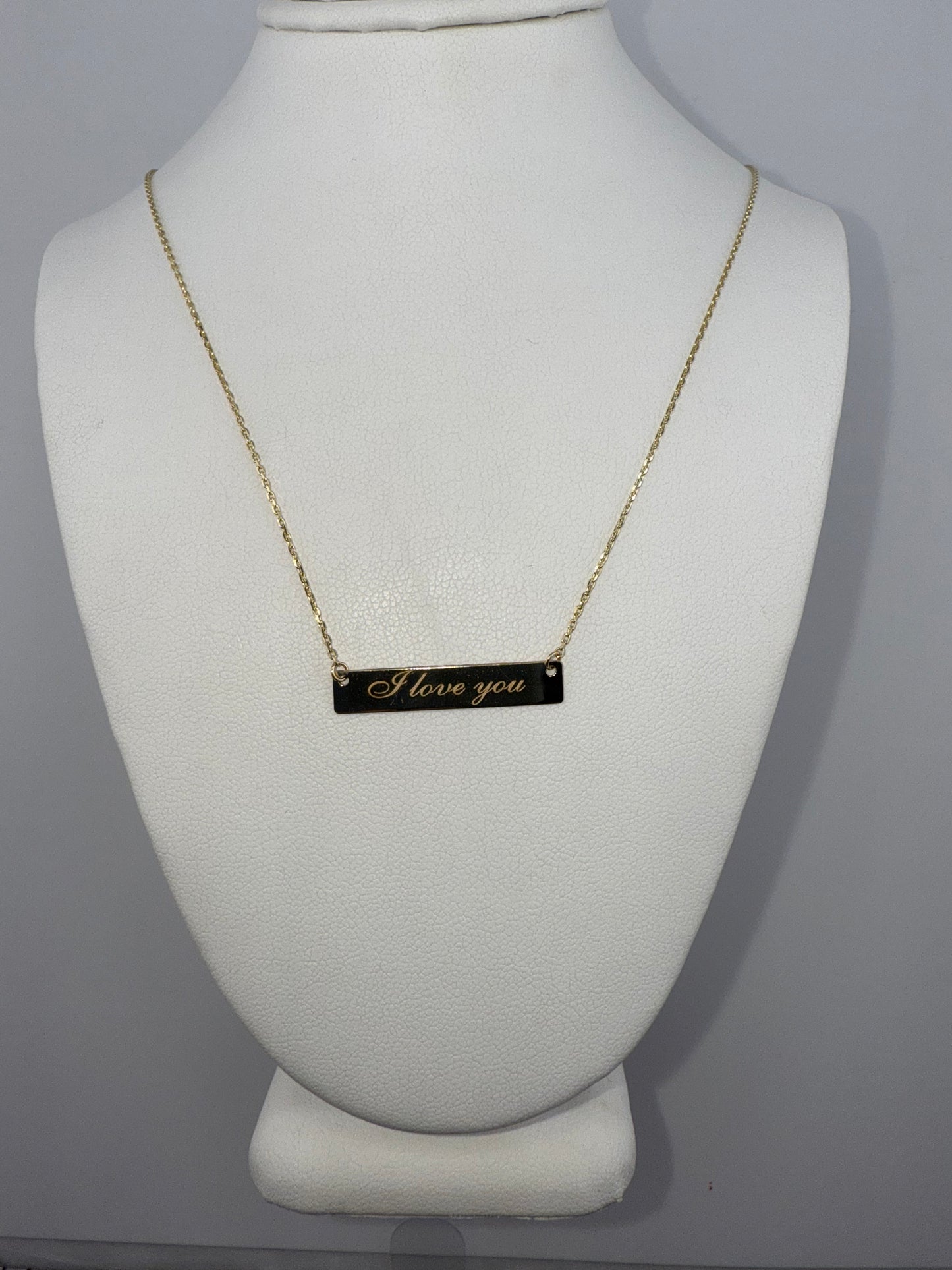 14k gold “I love you” plate and chain