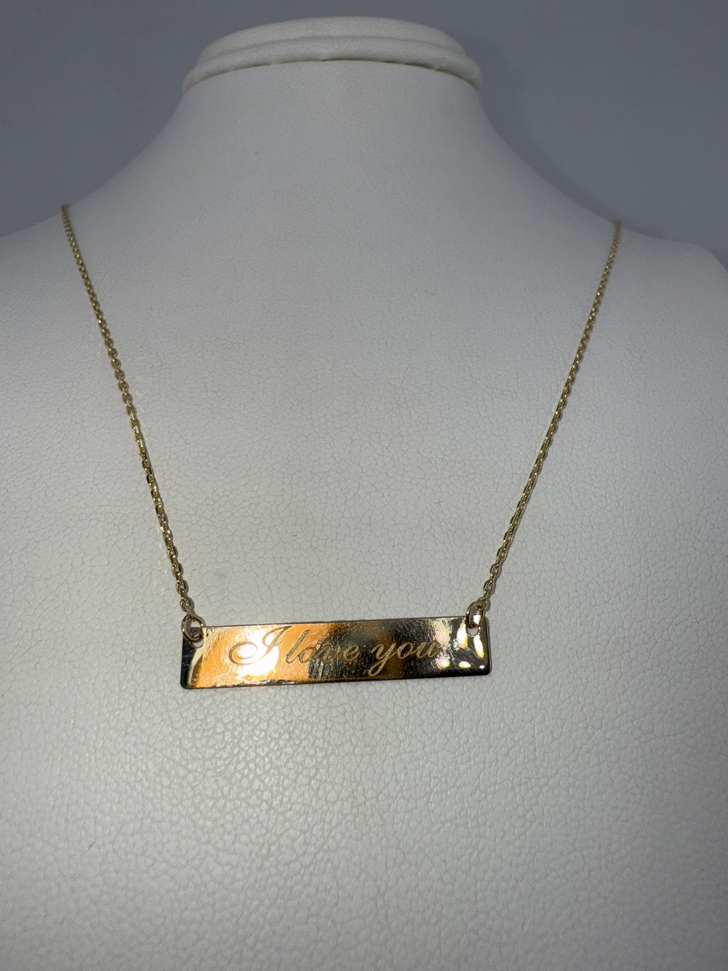 14k gold “I love you” plate and chain