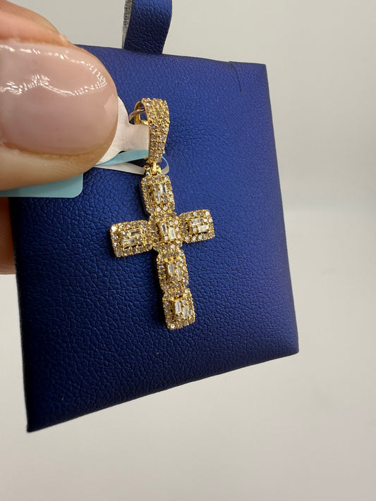 14k gold diamond cross pendant | 0.65 ct