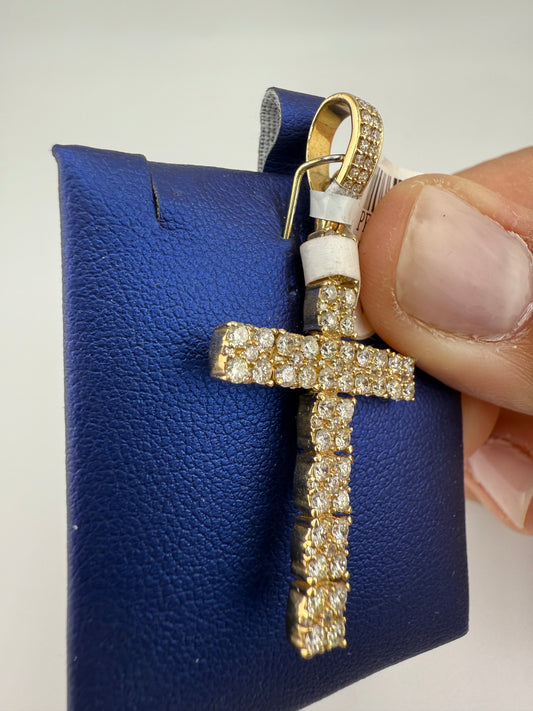14k yellow gold diamond pendant cross | 1.6ct