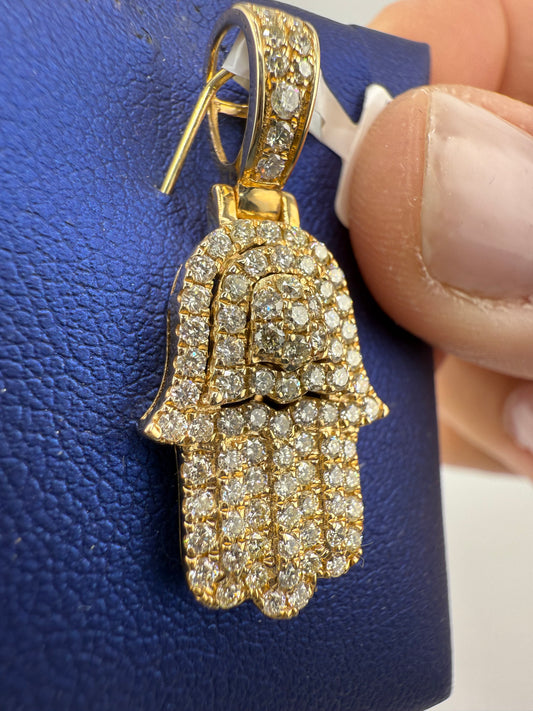 14k gold diamond hamsa pendant | 1.25ct