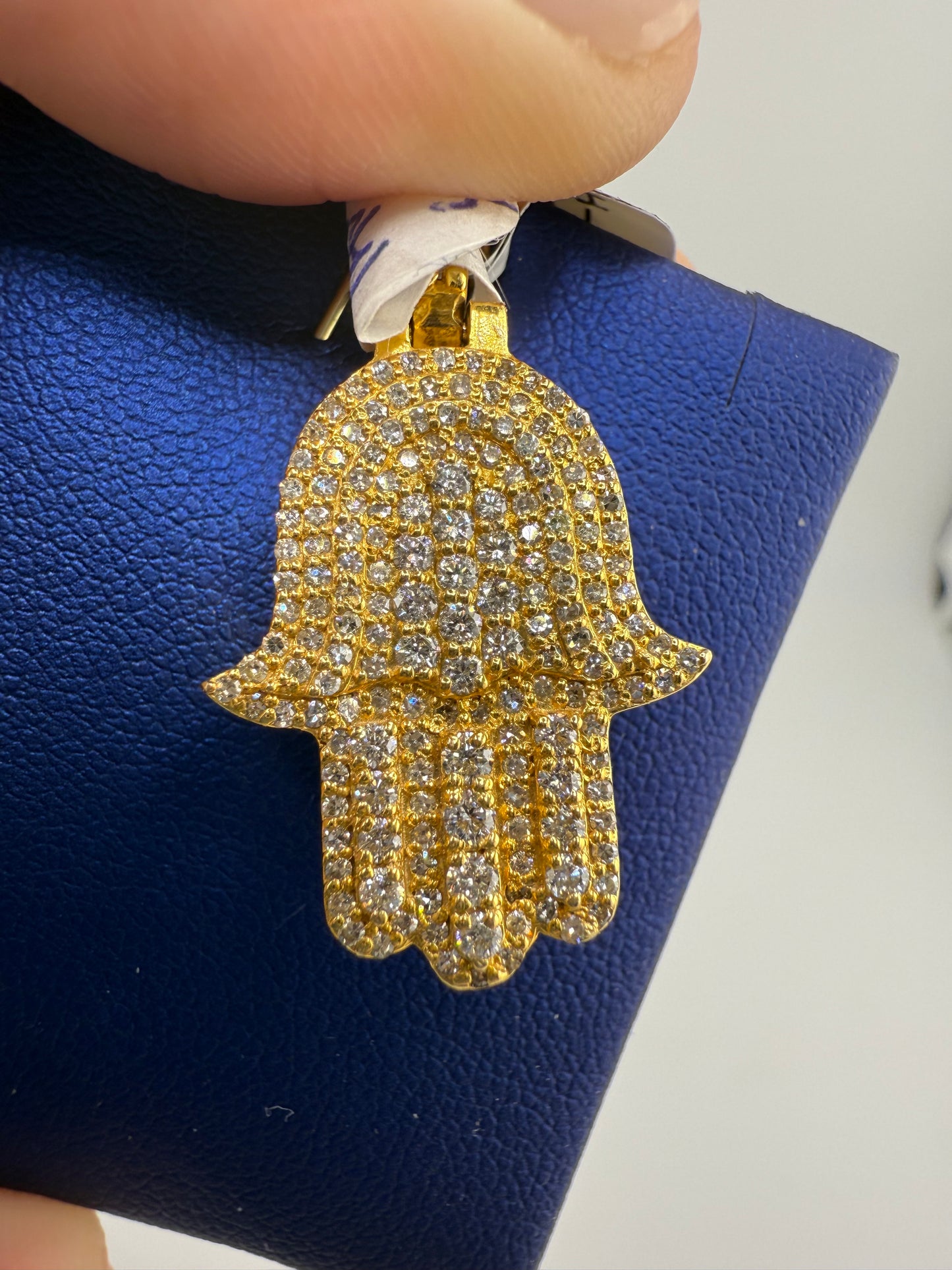 14k yellow diamond hamsa pendant | 1.5ct