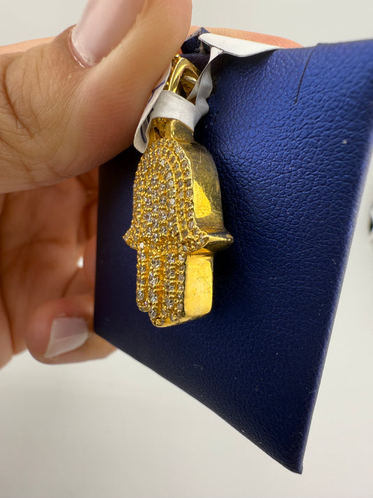 14k yellow diamond hamsa pendant | 1.5ct