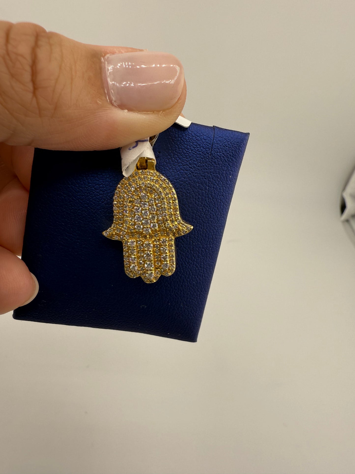 14k yellow diamond hamsa pendant | 1.5ct