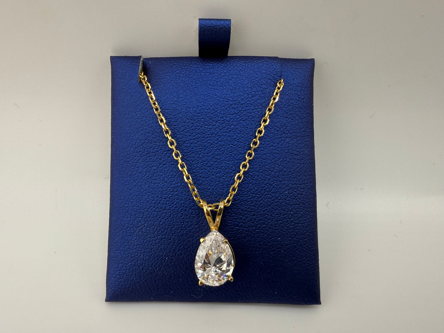 14k gold chain and zirconia teardrop pendant