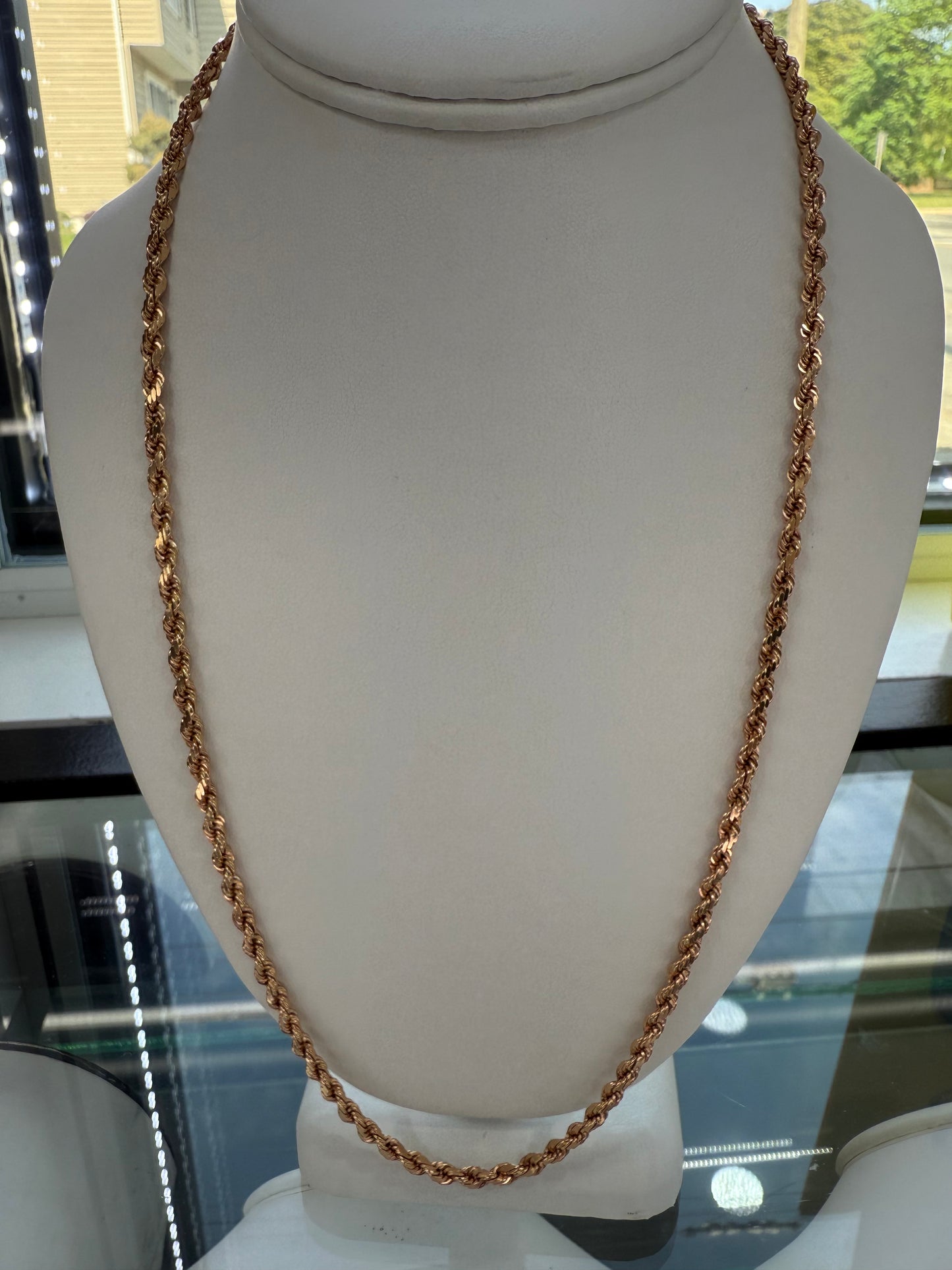 14k rose gold rope chain | 24 inches