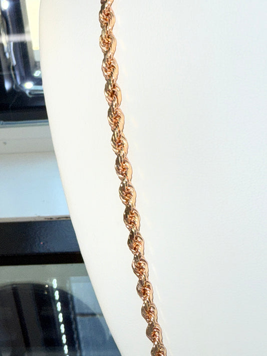 14k rose gold rope chain | 24 inches