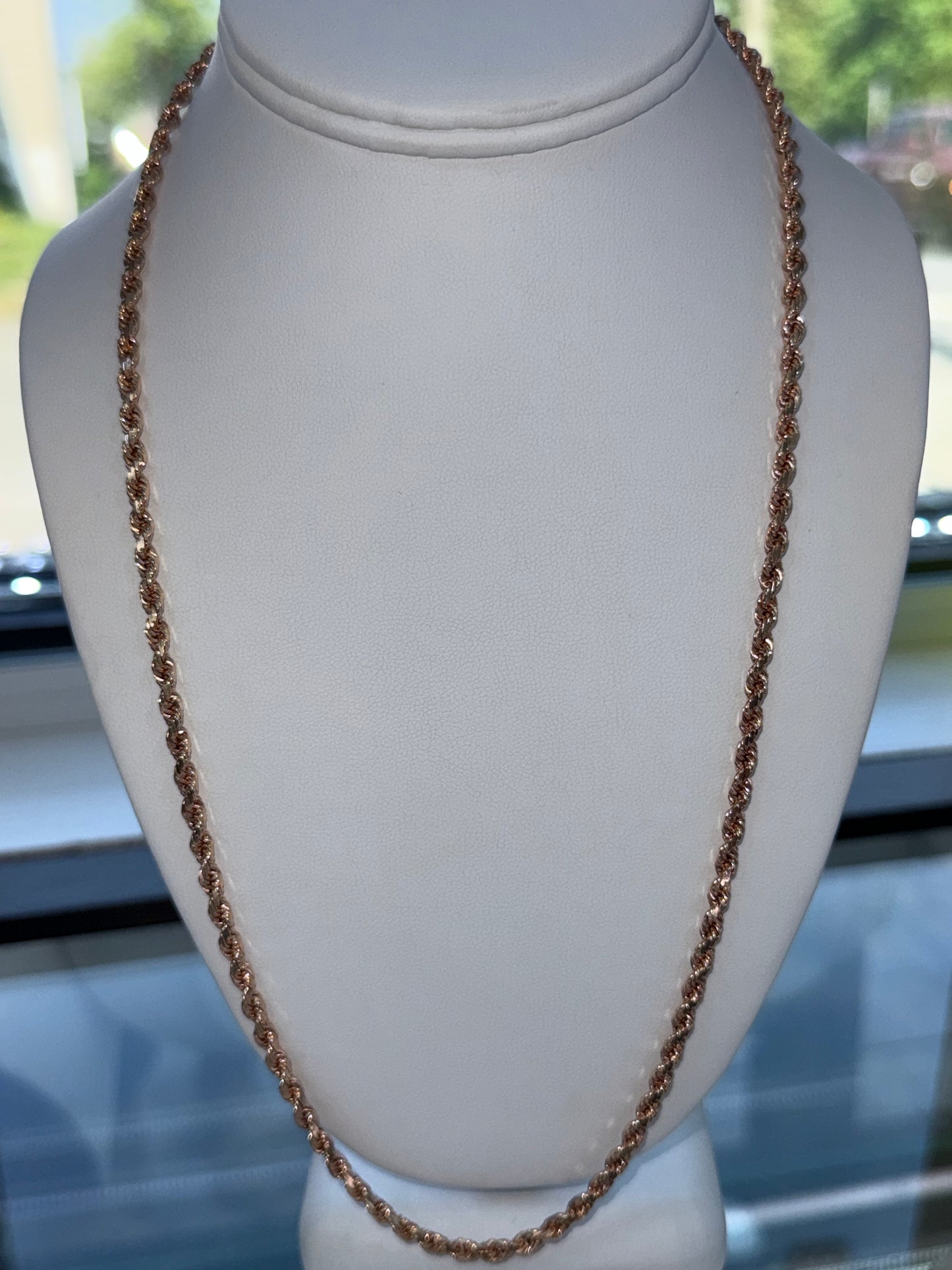 14k rose gold rope chain | 24 inches