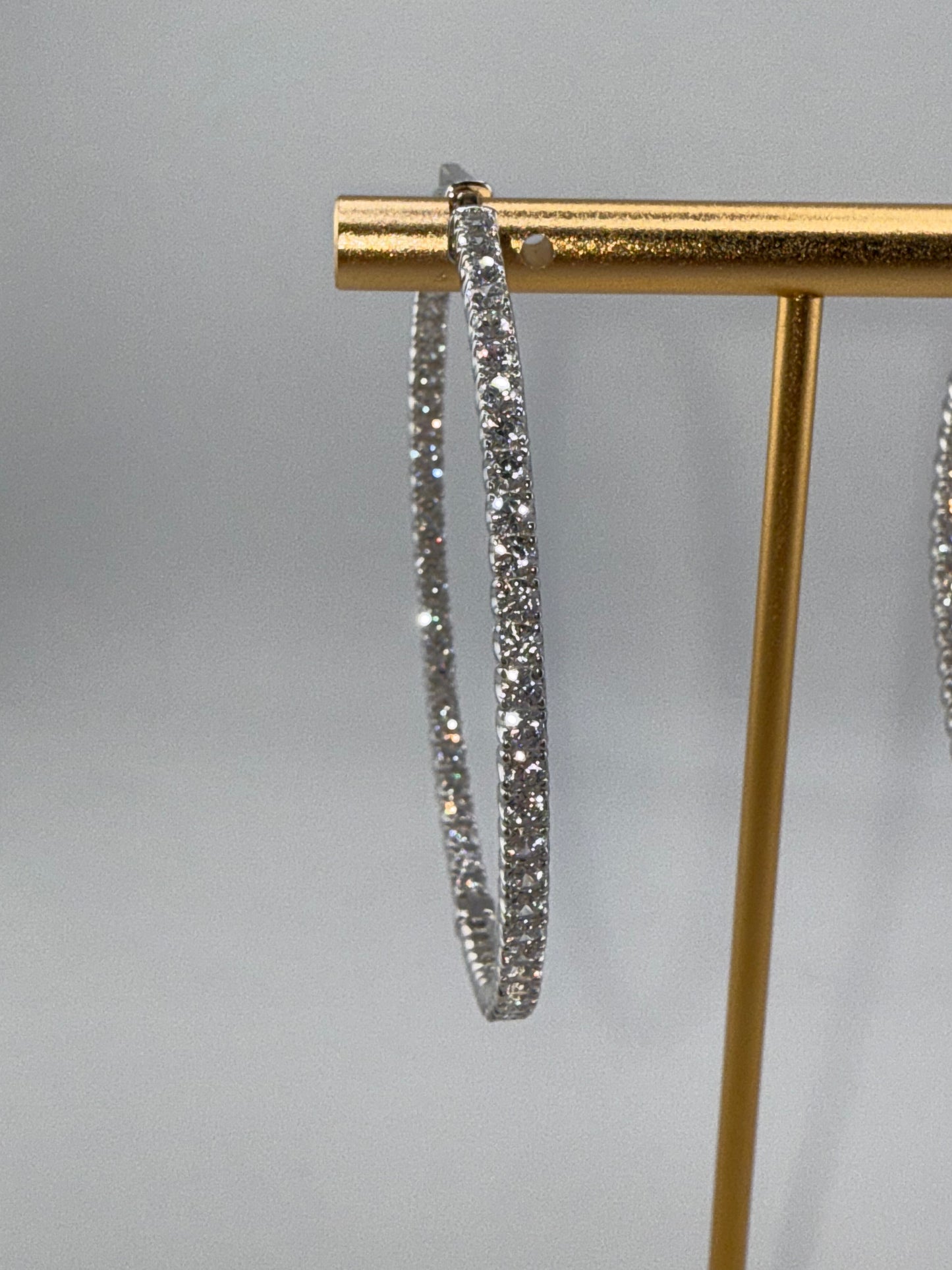 Sterling Silver Large Hoops with Zirconia Inside-Outside design
