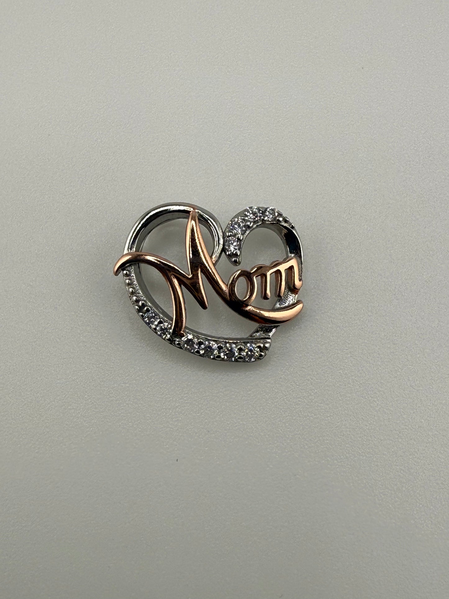 “Mom” Heart Sterling Silver Pendant