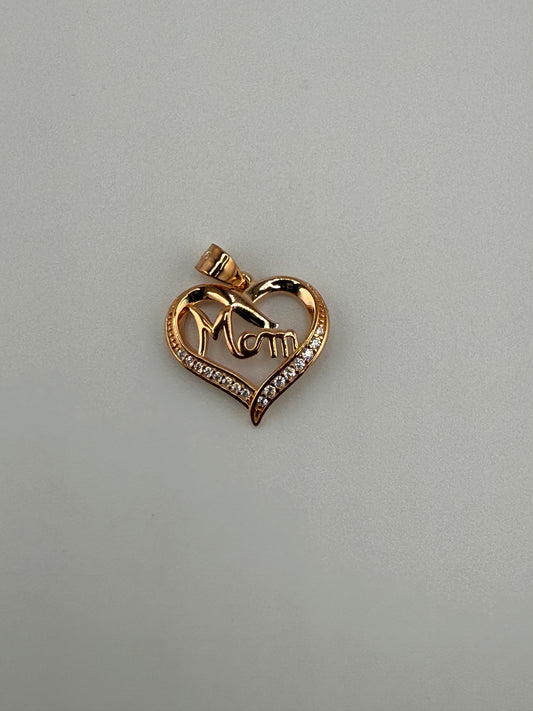 “Mom” Heart Sterling Silver Pendant